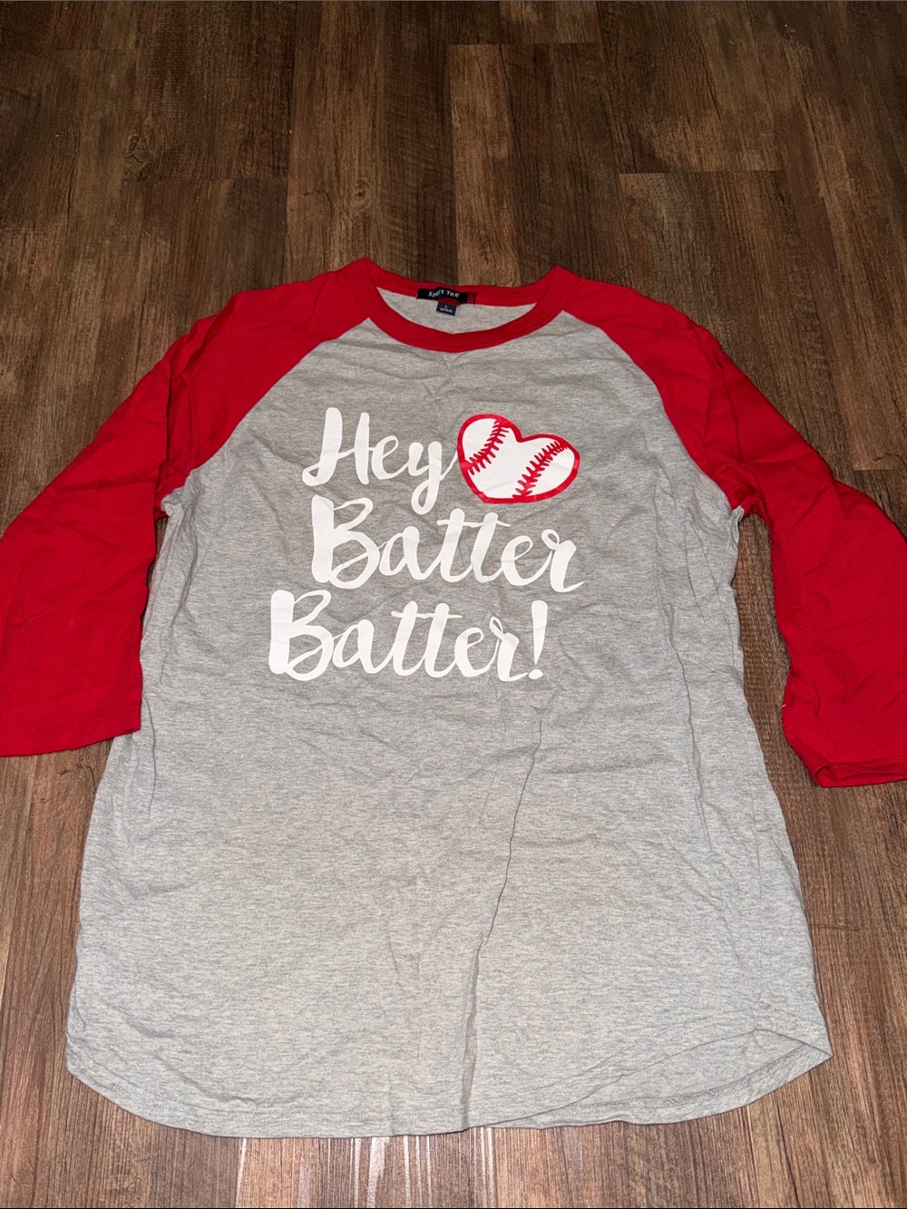 Sport-Tek Hey Batter Batter Graphic Baseball Style 3/4 Sleeve Shirt size L